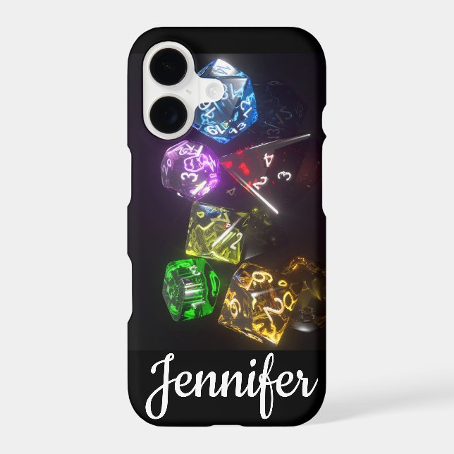 Gamer Nerd D&D Dice Patterned Custom Name Iphone Case (Back)
