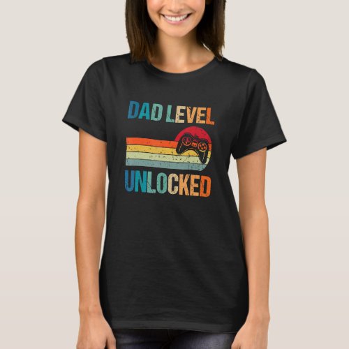 Gamer New Dad Dad Level Unlocked Gaming Fathers D T_Shirt