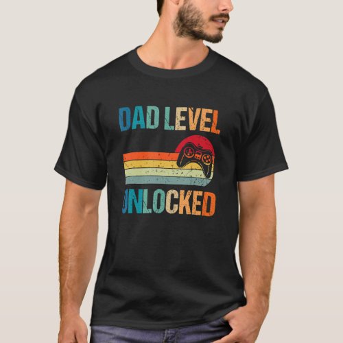Gamer New Dad Dad Level Unlocked Gaming Fathers D T_Shirt