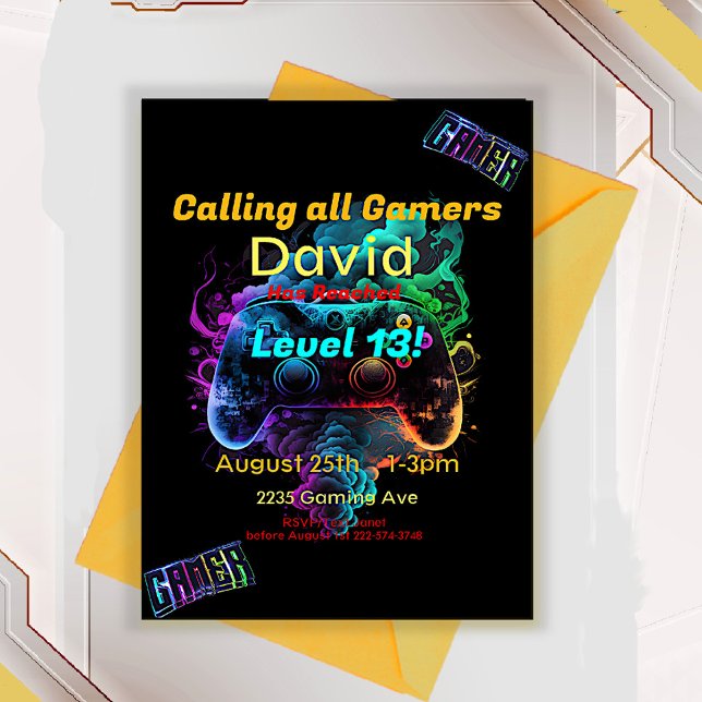 Gamer, Next Level, Player One Video Game  Invitation (Creator Uploaded)