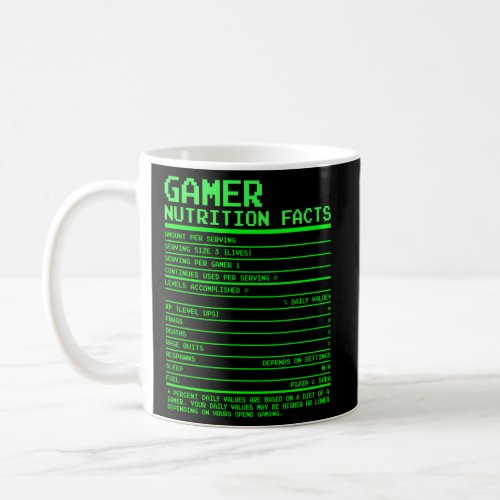 Gamer Nutrition Facts Forn Video Games Coffee Mug