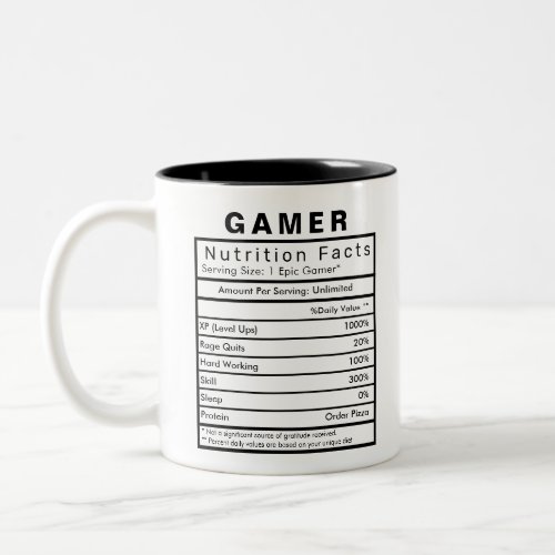 Gamer Nutrition Facts Statistics Funny Two_Tone Coffee Mug