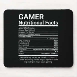 Gamer Nutrition Facts Video Games Computer Nerd Mouse Pad