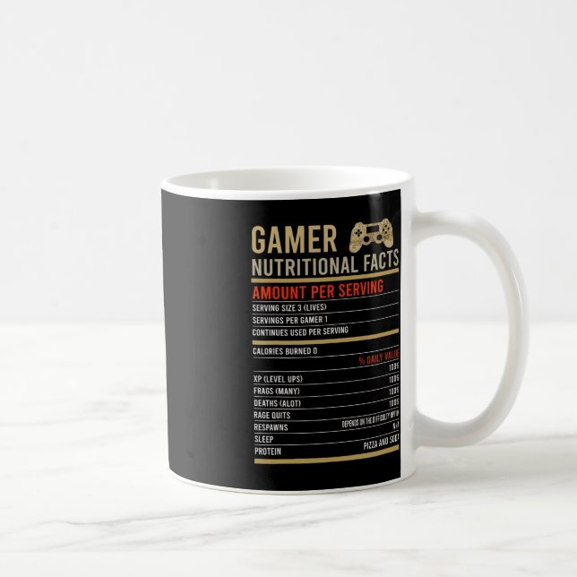 Gamer Nutritional Facts Cool Gamer Video Game Fun  Coffee Mug (Right)