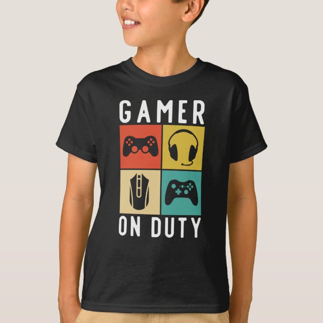 Gamer On Duty Gaming Gift T-Shirt (Front)