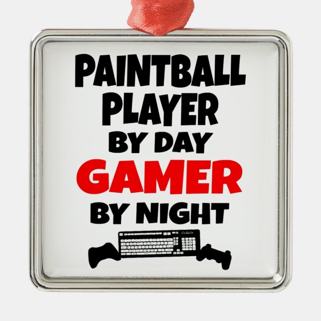 Gamer Paintball Player Metal Ornament (Front)