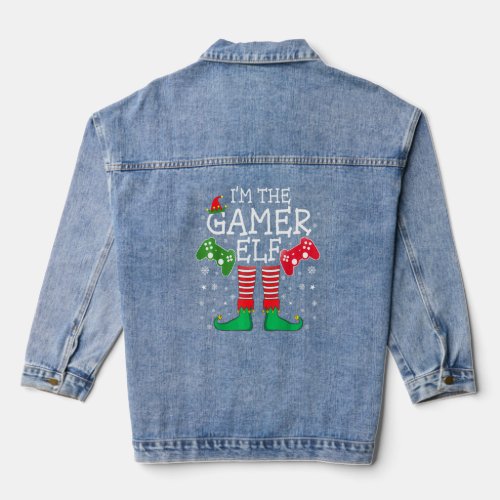 Gamer Pajamas Family Games Pjs Video Game Dad Elf  Denim Jacket