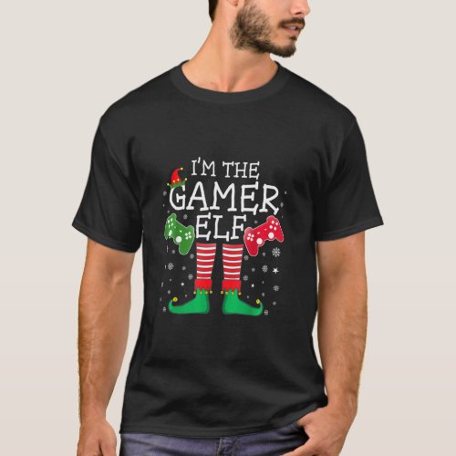 Gamer Pajamas Family Games Pjs Video Game Dad Elf T_Shirt