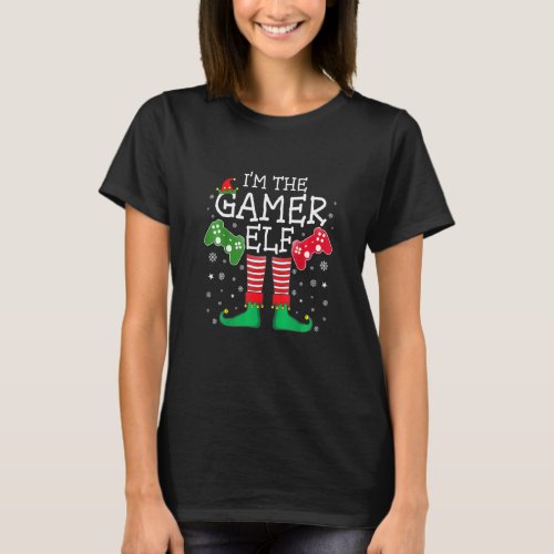 Gamer Pajamas Family Games Pjs Video Game Dad Elf T_Shirt