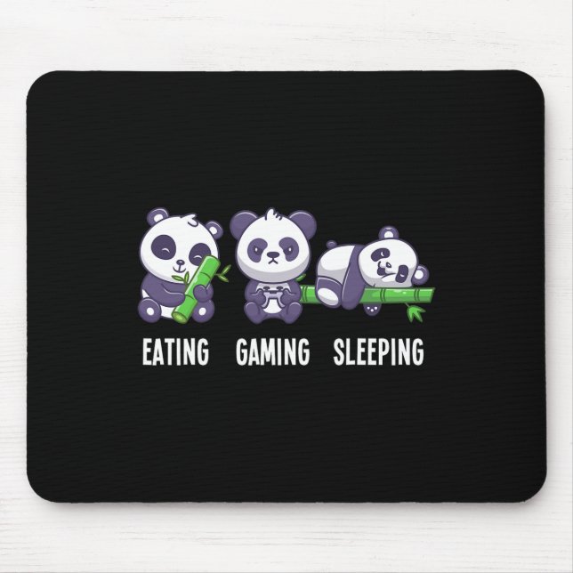 Gamer Panda Eating Gaming Sleeping For Multiplayer Mouse Pad (Front)