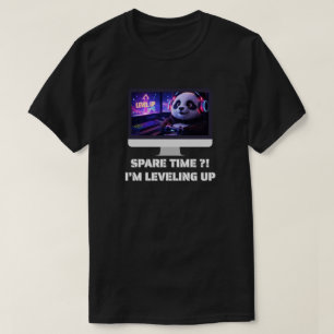 Gamer Panda Leveling Up Neon PC Art T-Shirt