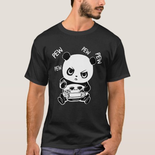 Gamer Panda sleeping Pew Addict funny gifts T_Shirt