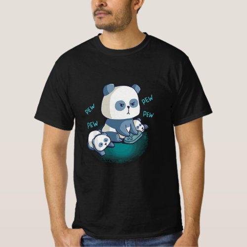 Gamer Parent Mom Dad Child Panda Bear Video Gaming T_Shirt