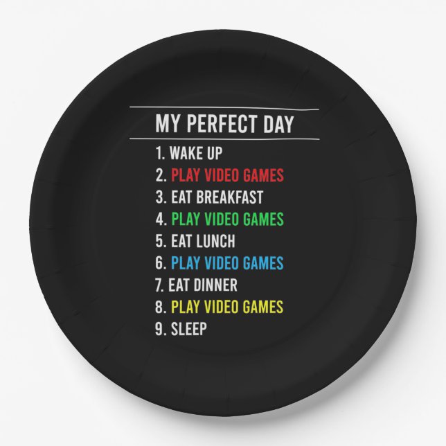 Gamer Perfect Day Paper Plates (Front)