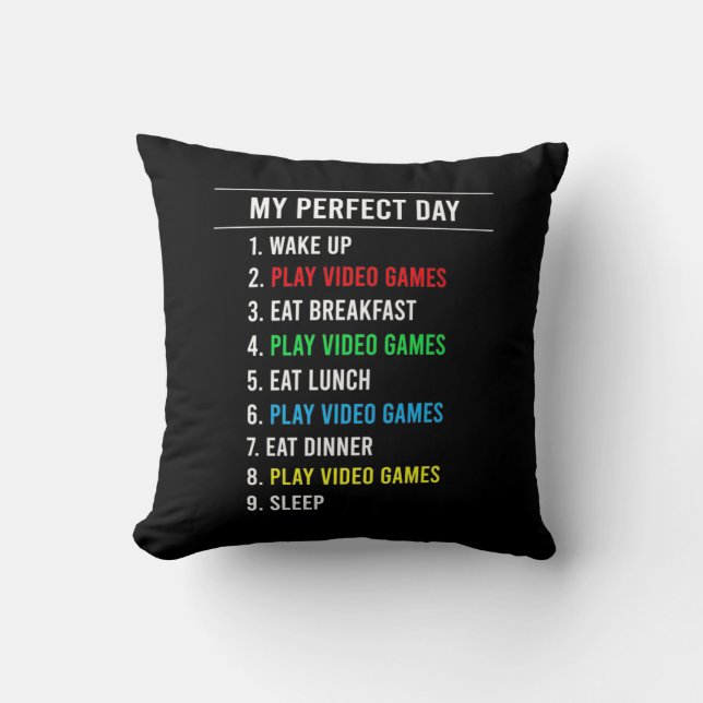 Gamer Perfect Day Throw Pillow (Front)