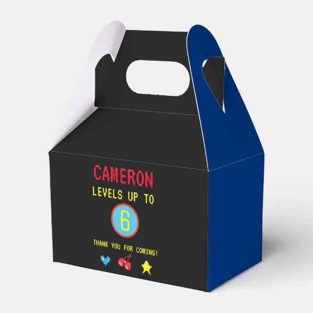 Gamer Pixel Arcade level up birthday Favor Box (Front Side)