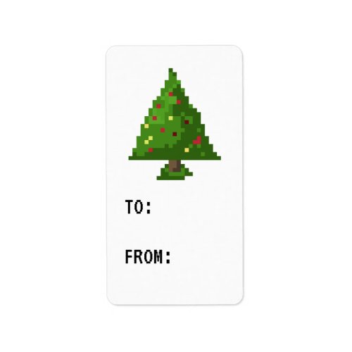 Gamer Pixel Christmas Tree Sticker Gift Tag