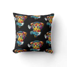 Gamer Pizza Video Gaming Food Throw Pillow