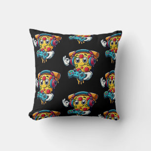 Gamer Pizza Video Gaming Food Throw Pillow 
