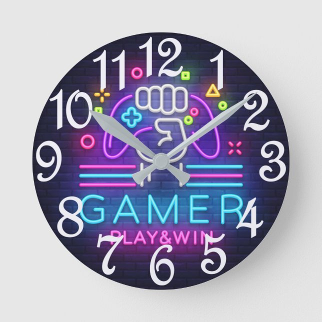 Gamer Play And Win Round Clock (Front)