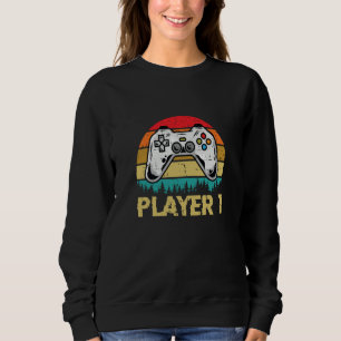 gamer player 1 player 2 matching couple video game sweatshirt