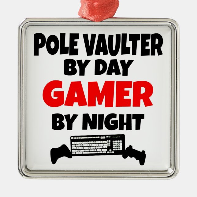 Gamer Pole Vaulter Metal Ornament (Front)