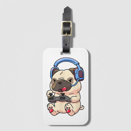 Gamer Pug Gaming Dogs Video Game Gift Ideas Luggage Tag