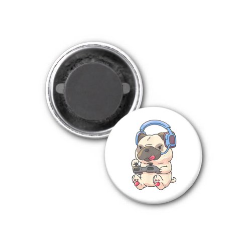 Gamer Pug Gaming Dogs Video Game Gift Ideas Magnet