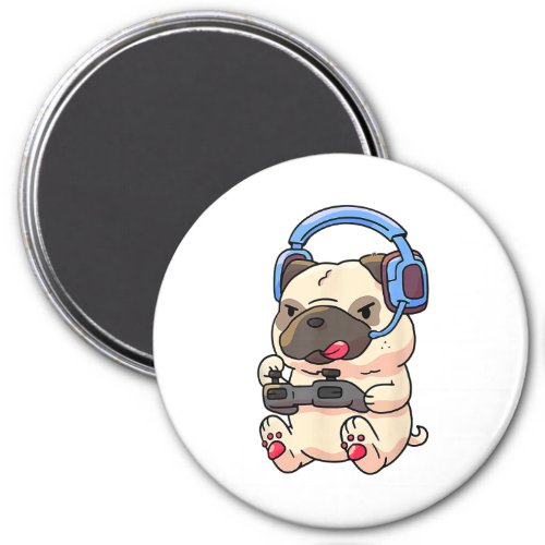 Gamer Pug Gaming Dogs Video Game Gift Ideas Magnet