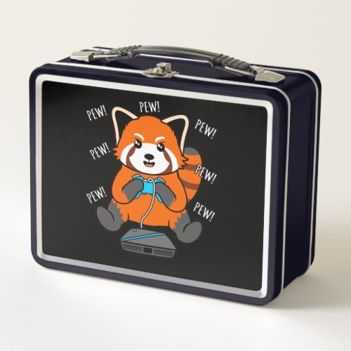 Gamer Red Panda Cute Pet Animal Pandas Lover Graph Metal Lunch Box
