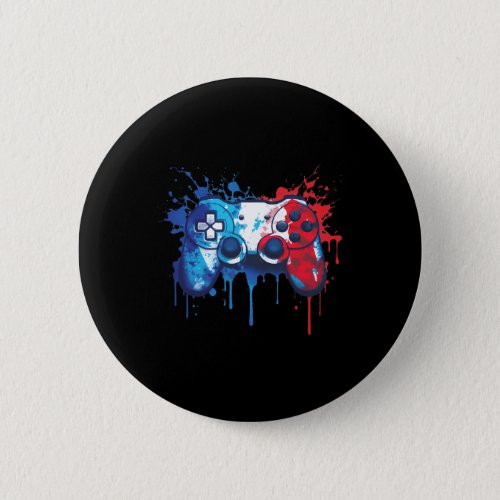 Gamer _ Red White Blue 4th Of July Video Game  Button