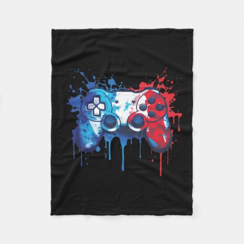 Gamer _ Red White Blue 4th Of July Video Game  Fleece Blanket