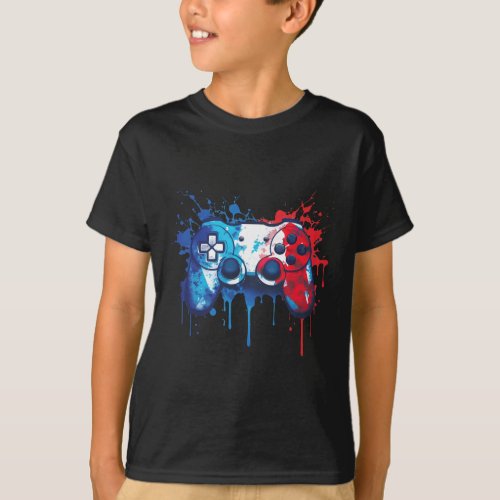 Gamer _ Red White Blue 4th Of July Video Game  T_Shirt