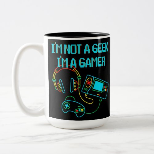 Gamer Retro Neon Black Two_Tone Coffee Mug