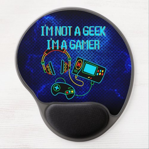 Gamer Retro Neon Blue Gel Mouse Pad