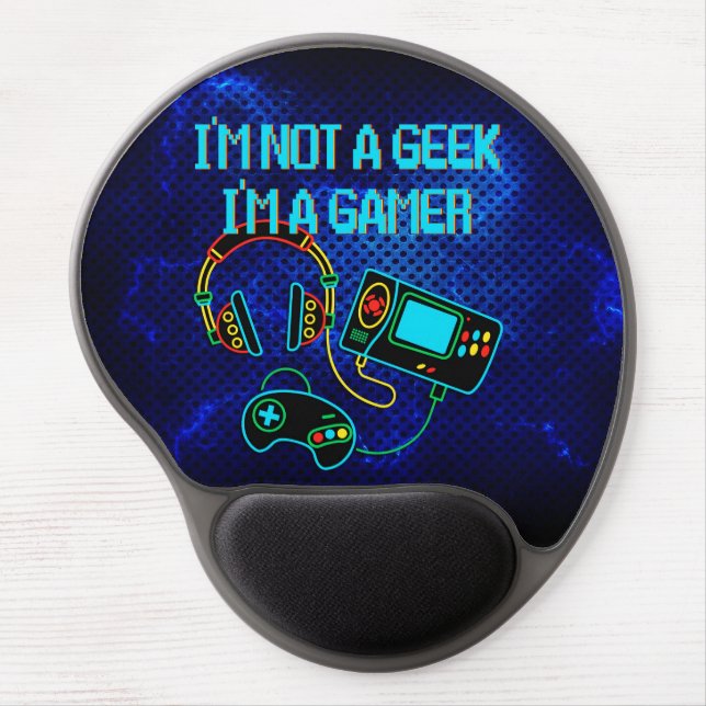 Gamer Retro Neon Blue Gel Mouse Pad (Front)