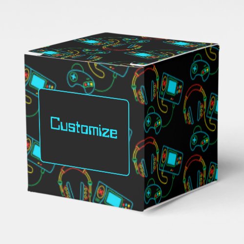 Gamer Retro Neon Cube Favor Boxes