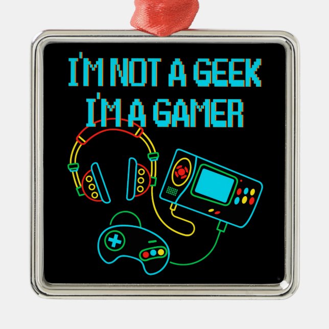 Gamer Retro Neon Metal Ornament (Front)
