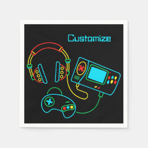 Gamer Retro Neon   Napkins