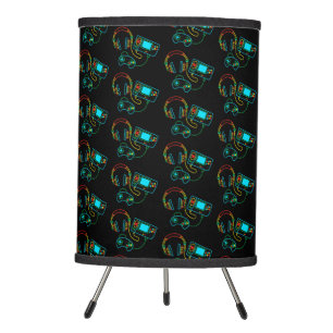 Gamer Retro Neon Pattern  Tripod Lamp