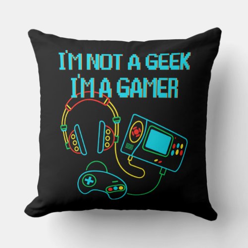 Gamer Retro Neon Throw Pillow