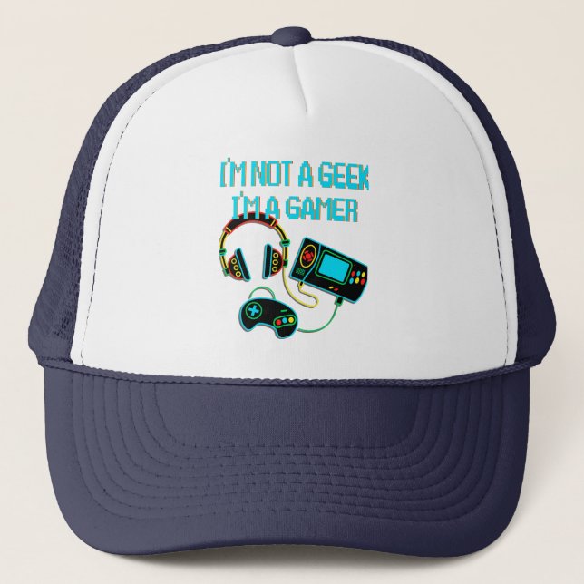 Gamer Retro Neon Trucker Hat (Front)