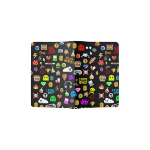 Gamer Retro Pixel Video Gaming Icons Passport Holder