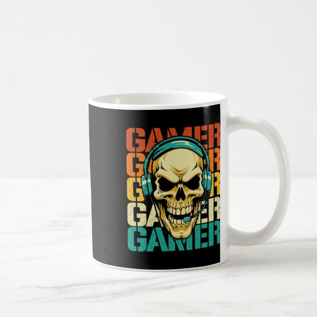 Gamer - Retro Skull Gaming Lover Console Game Vide Coffee Mug (Right)
