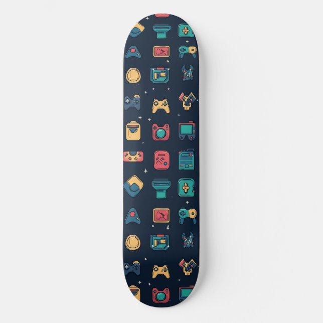 Gamer Retro Video Game 80s Skateboard (Front)