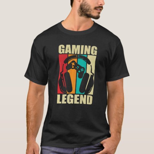 Gamer retro with Gaming legend console T_Shirt