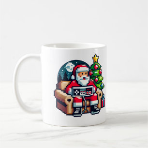 Gamer Santa Pixel Art Retro Christmas Coffee Mug