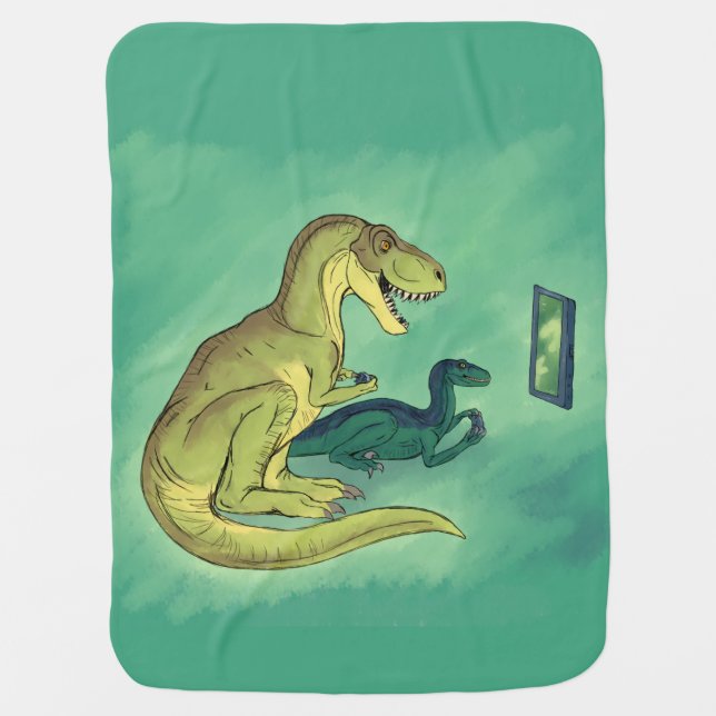 Gamer-Saurus Receiving Blanket (Front)