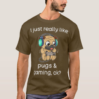 Gamer Shirt Funny Pug Lover Video Games Dog Pug Ga