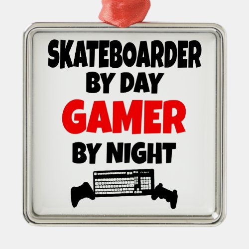 Gamer Skateboarder Metal Ornament